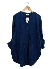 Vorschaubild 1 von Damen Hemdbluse Gr. 42 Blau Casual Baumwolle Langarm