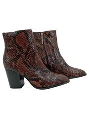 Vorschaubild 1 von Damen Stiefeletten Animal Print Blockabsatz Kunstleder Braun Gr. 38