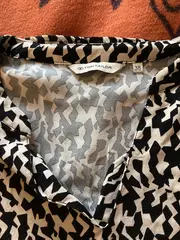 Vorschaubild 3 von Damen Bluse Kurzarm Gr. 38 Schwarz Weiß Muster Viskose