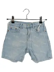 Vorschaubild 1 von Kinder Jeans Shorts Gr. 116 Blau Casual mit Schriftzug & Fransen