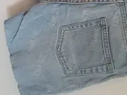 Vorschaubild 4 von Kinder Jeans Shorts Gr. 116 Blau Casual mit Schriftzug & Fransen