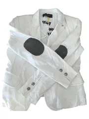Vorschaubild 3 von Damen Blazer Gr. 38 Weiß Modern Ellenbogenpatches