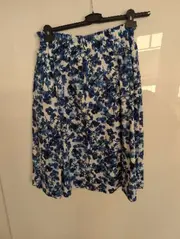 Vorschaubild 2 von Damen A-Linienrock Blumenmuster Blau Gr. 38 Baumwolle