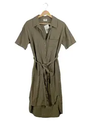 Vorschaubild 1 von Damen Blusenkleid Hemdkleid Oliv Gr. S Midi NEU