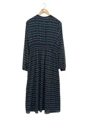 Vorschaubild 2 von Damen Blusenkleid Gr. 38/M Blau Grafisch Elegant Midikleid