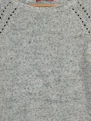 Vorschaubild 6 von Damen Pullover Gr. M Grau Meliert Baumwolle Lochmuster