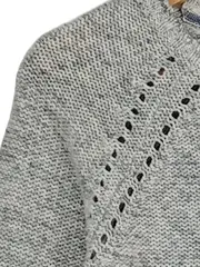 Vorschaubild 5 von Damen Pullover Gr. M Grau Meliert Baumwolle Lochmuster