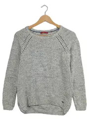 Vorschaubild 2 von Damen Pullover Gr. M Grau Meliert Baumwolle Lochmuster