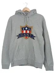 Vorschaubild 2 von Kapuzenpullover Herren Gr. L Grau Wappen-Logo Hoodie Baumwolle