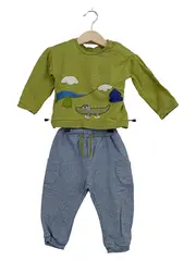 Vorschaubild 1 von Kinder Twin Set Pullover Hose Gr. 80 Grün Krokodil Applikation