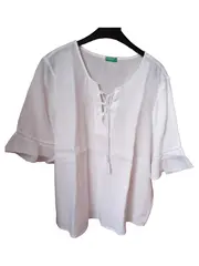 Vorschaubild 1 von Damen Bluse 40/L Weiß Leinen Casual Sommer