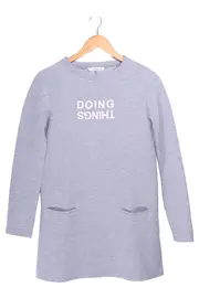 Vorschaubild 1 von Damen Freizeitkleid Grau Rippstrick Schriftzug Gr. 36/S