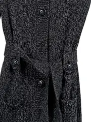 Vorschaubild 4 von Damen Strickjacke Kapuze Gürtel Gr. 34/XS Grau Meliert