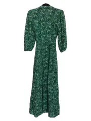 Vorschaubild 2 von Damen Blusenkleid S Grün Blumenmuster Maxikleid Feminin