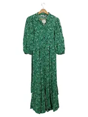 Vorschaubild 1 von Damen Blusenkleid S Grün Blumenmuster Maxikleid Feminin