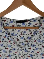 Vorschaubild 3 von Damen Bluse Blumenmuster Kurzarm Weiß Gr. 46