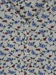 Vorschaubild 2 von Damen Bluse Blumenmuster Kurzarm Weiß Gr. 46