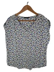 Vorschaubild 1 von Damen Bluse Blumenmuster Kurzarm Weiß Gr. 46