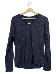 Vorschaubild 1 von Damen Pullover Langarm V-Ausschnitt Blau Punkte Gr. L