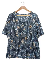 Vorschaubild 1 von Damen Bluse Kurzarm Blumenmuster Mehrfarbig Gr. 48