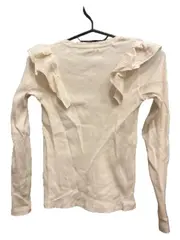 Vorschaubild 3 von Mädchen Langarmshirt Rüschen Gr. 140 Beige Rippstrick Baumwolle