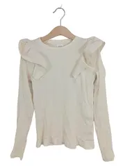 Vorschaubild 1 von Mädchen Langarmshirt Rüschen Gr. 140 Beige Rippstrick Baumwolle