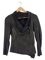 Vorschaubild 1 von Woman Damen Lederjacke Bikerstil Schalkragen Grau XS 34