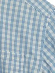 Vorschaubild 2 von kariertes Kurzarmhemd Herren Gr. 48/M Blau Business Baumwolle