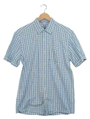 Vorschaubild 1 von kariertes Kurzarmhemd Herren Gr. 48/M Blau Business Baumwolle