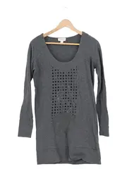 Vorschaubild 1 von Damen Strickkleid Gr. 38/M Grau Casual Baumwolle Lochmuster