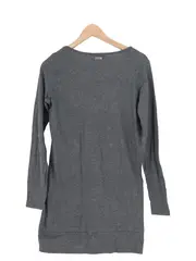 Vorschaubild 2 von Damen Strickkleid Gr. 38/M Grau Casual Baumwolle Lochmuster