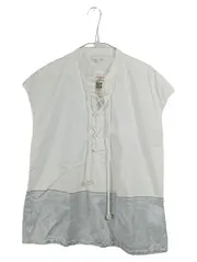 Vorschaubild 1 von Sport Damen Bluse Gr. 38 Weiß Schnürung Baumwolle Casual