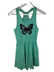 Vorschaubild 1 von Mädchen Sommerkleid Gr. 158 Türkis Schmetterling Pailletten