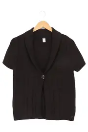 Vorschaubild 1 von Damen Strickjacke 38/M Braun Klassisch Kurzarm Zopfstrickmuster