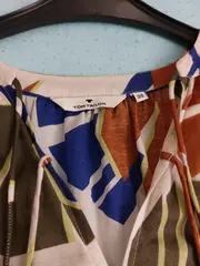 Vorschaubild 2 von Damen Langarmshirt Bluse Gr. 38 Tropisch Mehrfarbig V-Ausschnitt