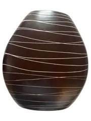 Vorschaubild 1 von Moderne Keramik Vase Braun Oval Abstrakt 22cm Deko Blumenvase