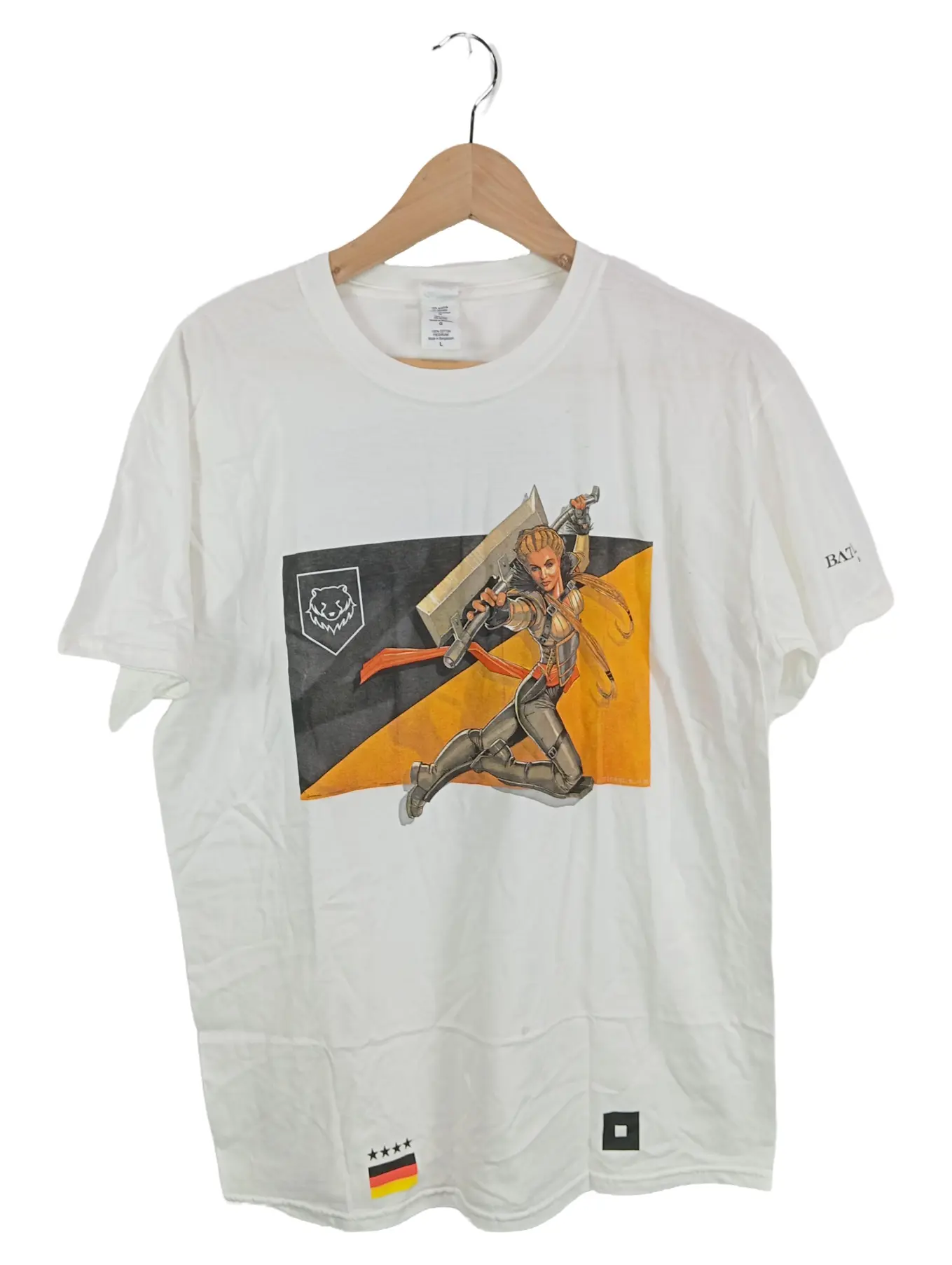 GILDAN Herren T-Shirt Anime Motiv Battlecry Warzone Weiß L