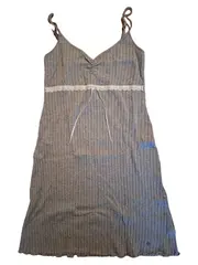 Vorschaubild 1 von Strickkleid Damen Grau Gr. 34, XS Trägerkleid Spitze Rippstrick