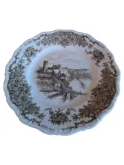 Vorschaubild 1 von Wandteller Burgmotiv Rheinlandschaft Porzellan 19cm Braun