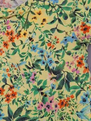 Vorschaubild 4 von Mädchen T-Shirt Gr. 98 Kurzarm Baumwolle Blumenmuster Gelb Freizeit