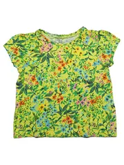 Vorschaubild 1 von Mädchen T-Shirt Gr. 98 Kurzarm Baumwolle Blumenmuster Gelb Freizeit