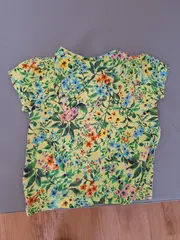 Vorschaubild 2 von Mädchen T-Shirt Gr. 98 Kurzarm Baumwolle Blumenmuster Gelb Freizeit