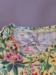 Vorschaubild 6 von Mädchen T-Shirt Gr. 98 Kurzarm Baumwolle Blumenmuster Gelb Freizeit