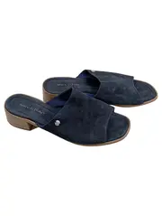 Vorschaubild 1 von Damen Pantoletten Wildleder Blau Gr. 39,5 Blockabsatz Mules