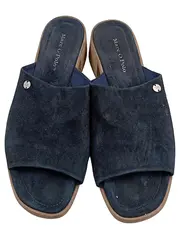 Vorschaubild 2 von Damen Pantoletten Wildleder Blau Gr. 39,5 Blockabsatz Mules