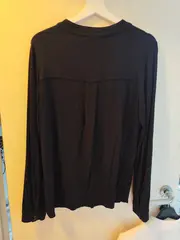 Vorschaubild 2 von Langarmshirt Damen Viskose Henley Basic Knopfleiste Schwarz M