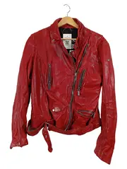 Vorschaubild 1 von Damen Lederjacke Bikerjacke Rot Gr. 42 Echtleder Biker Style