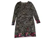 Vorschaubild 2 von Jerseykleid Damen Wolle Midikleid Geometrisch Mehrfarbig Gr. 36 S