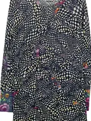 Vorschaubild 4 von Jerseykleid Damen Wolle Midikleid Geometrisch Mehrfarbig Gr. 36 S