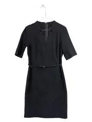 Vorschaubild 1 von Businesskleid Damen Gr. 34/XS Schwarz Etuikleid mit Gürtel